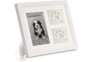 Goomis Cadre Photo personnalisé Mémorial pour Estampes Patte de Chien et Chat,Cadre en Bois Taille 11" x 9" (Blanc/Blanc)