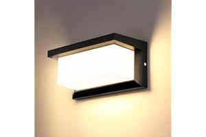 Lightsjoy 18W Lámpara de Pared Exterior Impermeable IP65 Negro Apliques de Pared LED Aplique Exterior Pared,Luz de Pared Moderno para Jardines Pasillo Terraza,1800Lumen-Blanco cálido 3000K