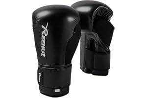REEHUT Guantes de Boxeo de Piel Unisex Guantes Hombre y Mujer para Entrenamiento de Sparring MMA Muay Thai Kickboxing Artes Marciales Mixtas