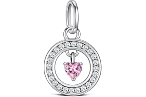 KEQ Birthstone Charms for Pandora Me Bracelet 925 Sterling Silver Simulated Birthstone Heart with CZ Charm Pendant Bracelet Necklace Jewelry Gifts