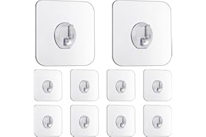 Juliyeh Magic Hooks, Transparent Self-Adhesive , Removable Without Nails Heavy Duty Sticky Hooks for Kitchen, Bathroom, Door Wall,10 Pack Black gyg8-01