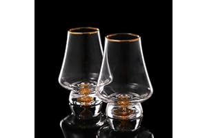 DUJUST Jeu de 2 verres à snifter (8 oz), verre à whisky en cristal avec feuilles d'or 24 carats, idéaux pour whisky/brandy/cognac/bourbon. Sans BPA ni plomb, cadeau parfait pour hommes.