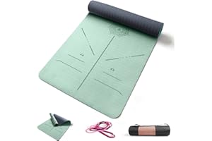 FP-TECH Tappetino da Yoga Imbottito Antiscivolo Fitness Pilates Ginnastica in TPE Mat con Sacca 183 X 68 X 0.8 CM