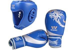 W WESING Wesing, set di guanti da boxe e copricapo per boxe, arti marziali