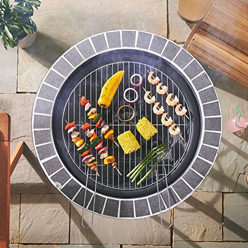 Vonhaus Mosaic Fire Pit Coffee Table With Bbq Grill Garden Brazier