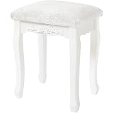 WOLTU Upholstered Makeup Stool, Cream White | Lacquered MDF Wood for Dressing Table, Bedroom, Home Office and Living Room