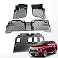 TRX AUTO 3D Car Floor Mats For Mitsubishi Montero Sport 2015 To 2024 2025 Set Of 4 With Trunk Mat | With All Weather Protection | Black TPE Car Floor Mats | Accessories For Mitsubishi Montero Sport |