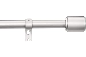 Amazon Basics Curtain Rod with Cap Finials - Extendable 182 to 365cm Extra Long for Bedroom, Dining Room, Living Room or Kitchen, Nickel