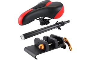 Gorise Foldable Adjustable Scooter Seat Saddle Universal No Drill Replacement Seat for M365 with Shock Absorber Foam Cushion Red Black Design