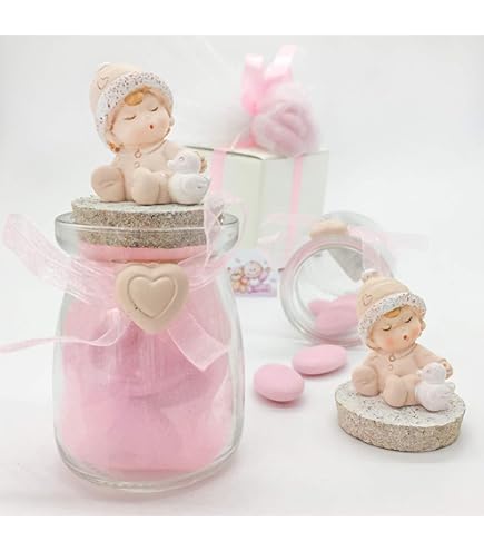 Bomboniere Barattoli Vetro Con Orsetto Rosa - 12 Pezzi Da 50 Ml Per Battesimi E Compleanni - Foto 6