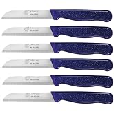 GGS Solingen 6-Piece Fruit Vegetable Knife Threaded Serrated Knife (Simpled Model, Purple)
