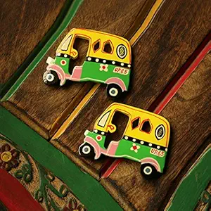 ExclusiveLane 'The Sticky Autos' Hand-Painted Wooden Antique Decor Stylish Kitchen Decor Fridge Magnets (Set of 2, Chilbil Wood)