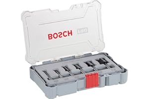 BOSCH ACCESSORIES Bosch 6x Zestaw frezów PRO prostych, 6 szt. (do Miękkie drewno, Ø 6, 8, 10, 12, 16, 20 mm, Professional Akcesoria Frez ręczny, Frez krawędziowy)
