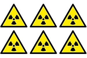 ASTON SAFETY SIGNS Radioactive material or ionizing radiation warning symbols safety sign pack - Set of 6 - Size 90mm x 80mm - Self adhesive vinyl sticker labels- Clearly warn about hazardous materials or locations
