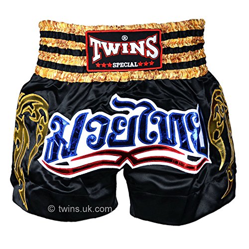 Twins Special Muay Thai Boxing Black-Gold Shorts - TWS-008