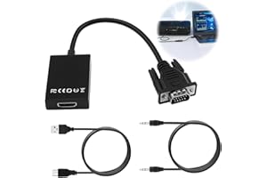 VIDSMOW Hdmi to Vga Adapter With 3.5mm Audio Jack, Hdmi Male to Vga Female Converter for Tv Stick, Laptop, Pc, Monitor, Projector, More – Full Hd 1080p (Black)
