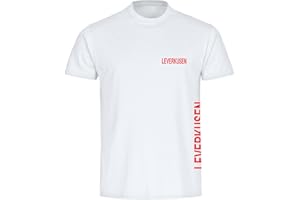 VIMAVERTRIEB® Herren T-Shirt Leverkusen - Brust & Seite - Männer Shirt Fußball Fanartikel Fanshop