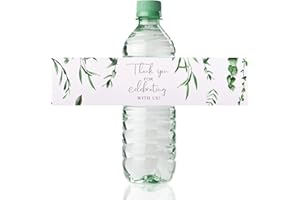URROMA Etichette per bottiglie d'acqua Thank You, 50 pezzi di etichette per bottiglie d'acqua vegetali vegetali, etichette personalizzate per bottiglie d'acqua per matrimoni
