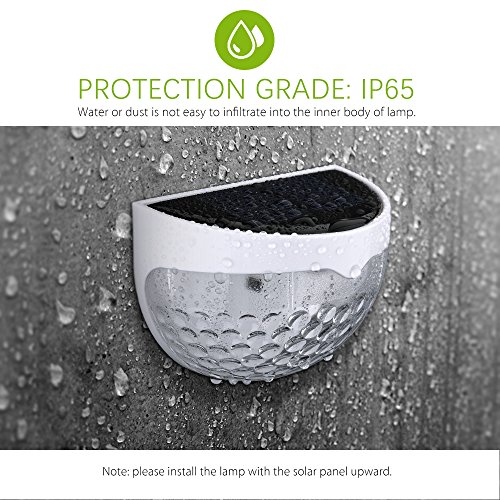 Topop 6 LED Solarleuchte solarleuchten Wasserdicht Gartenleuchte, Solar Außenleuchte, Wandleuchte fürGarten, Zaun, Garten, Garten Deko, Garage, Treppe usw.-4 Stück Weiß - 5