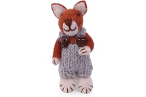 Gry & Sif Handmade & Fairtrade Certified Stylish Danish Design X Artisans from Nepal | Tier-Figuren aus Filz - Fuchsfamilie | Deko-Figuren zum Hinstellen | 8cm