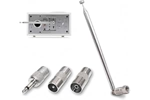 XINXINGDINGSHENG FM Aerial Indoor Antenna, 75cm 7-Section Telescopic DAB Radio Aerial Antenna, F Type Male Plug Connector ​with 3 Adapters for HiFi AV Stereo Receiver, Table Top Radio, Mini System (1Set Silver)