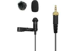 NewTH Lavalier Lapel Microphone Omnidirectional Condenser Mic Wired Clip On Mic for Sennheiser Wireless Transmitter EW100 G4 G1 G2 G3, EWD1, ME2, ME3, ME4 (3.5mm Screw Lock Plug only for Sennheiser)