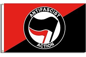 FlagShipper 90x150 cm – Stoffflagge mit Motiv „Antifaschistische Aktion“ – Für Demo, Kundgebung & Wahlveranstaltung – Europawahl & Bundestagswahl – wetterfest & robust (Schwarz/Rot)