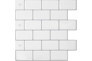 LONGKING 10 Stück klebefliesen küche,Selbstklebende Fliesen Küche, Vinyl Fliesen Selbstklebend Weiß, 30 x 30 cm