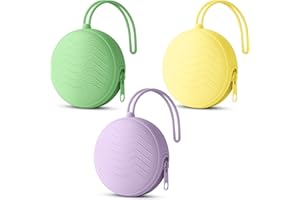 Aolso 3 Pack Silicone Dummy Holder Case, Pacifier Holder, Portable Soother Pods, BPA Free, Baby Pacifier Case for Travel, Home- Purple/Green/Yellow