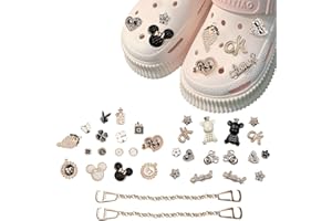 ROEOWENE 16/34PCS Schuh Charms Schuhanhänger für Clogs, Schuhanstecker für Crocs Charms Glitzer Shoe Charms Schuhdekoration Anhänger für Crocs Blumen Schuh Schmuck Pins für Crocs Mädchen Frauen Kinder