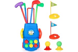 HERBYD Kids Golf Set, Toddler Golf Set Garden Toys with 4 Colorful Golf Sticks 6 Balls 2 Practice Holes Indoor & Outdoor Toys for Toddlers Boys Girls 3 4 5 6 Years Old