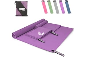 Pfloge® Mikrofaser Handtuch 3er Set, 180x80cm Microfaser Handtücher Groß+ 2 Stück 80x40cm Klein Fitness Handtuch, Farbecht Mikrofaser Badetuch, für Fitness, Sauna,Strand, Reise