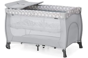 Hauck Sleep N Play Center, 7-delad Hopfällbar Resesäng från Födseln upp till 15 kg, Spädbarnsinlägg och Skötbord, Vikbar Madr