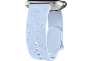 Vancle Armband für Fitbit Versa 2 Armband/Fitbit Versa/Fitbit Versa Lite/Fitbit Versa SE Damen Herren, Silikon Armbänder Floral Gravierte Uhrenarmband Sport Ersatzarmband