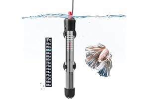 HITOP HP-608 Submersible Aquarium Heater 25W 50W With Thermometer and Extra Sucker Cup (50W)