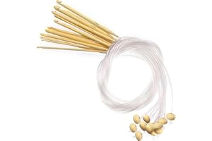 Unvtap Tunesische Häkelnadel 12 Stück Tunesische Bambus Afghanische Häkelnadel Set, Häkelnadeln Tunesisch für Anfänger, Heimgebrauch, Pullover, Socken, Schals(3-10mm)