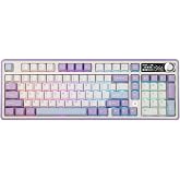 Coverzone Ajazz AK980 Ekranlı Mekanik Klavye RGB, Tam Boy Hot-Swap 3 Modlu 8000 Mah Batarya Oyun Klavyesi, Bluetooth /2.4g Ka