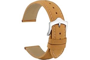 WOCCI skórzany pasek do zegarka vintage z czarną klamrą, 14 mm, 16 mm, 19 mm, 20 mm, 21 mm, 22 mm, 16 mm, 18 mm