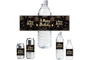 ANATTASOUL 30 Feuille D'Étiquettes pour Bouteilles d'eau avec Geburtstag mit Feuerwerk pour Bouteille d'eau Étiquettes de Bouteille d'eau Potable Fête
