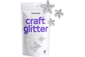 Hemway Craft Glitter - 1/5" 0.2" 5mm - 3-D Embossed Star Shaped Glitter Sequin For Decoration, Resin, Scrapbook, Arts, Craft, Design, Nail And Cosmetics - Silver - 50g