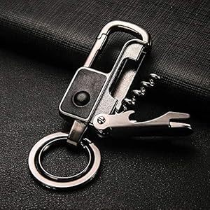 Keychain with Light High Quality Key Ring Women Men Corkscrew Key Chain Vintage Keyfob Car Accessories Key Ring (Color : Gold, Size : Free)