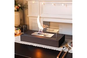 JHY DESIGN Black Metal and Glass Fireplace/Firepit