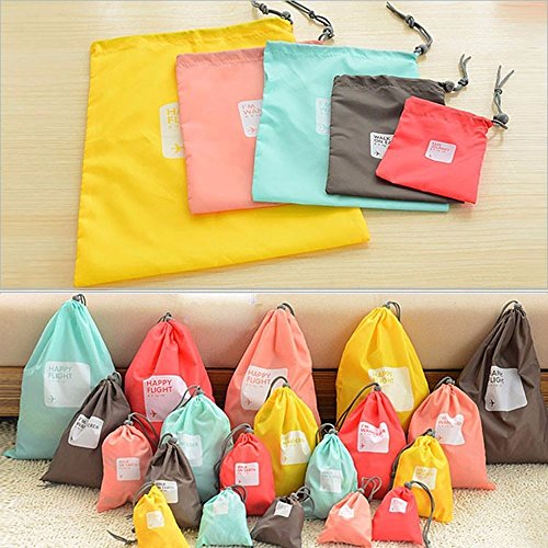 4 pieces Waterproof Travel Drawstring Bag Shoe Laundry Underwear Makeup Storage Pouch by Generic - 7