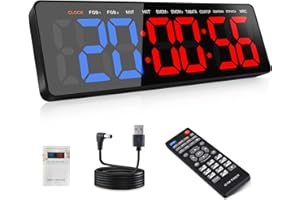 AnExer Temporizador de Gimnasio,Temporizador de Intervalo Fitnes LED, 13'' Grande Reloj de Pared Digital con Countdown/UP Cronómetro, Intervalos Timer con Control Remoto para Casa Garaje