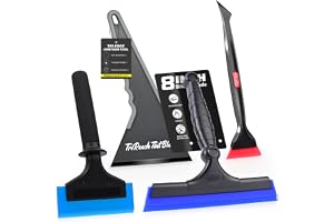 EHDIS Avdragare bilset – silikonfönsteravdragare (8 tum, 15 cm, mini) och plastskrapa med långt handtag 12 cm, folieringsverk