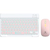 Gravion KM-BT35 Işıklı Kablosuz Bluetooth Klavye Mouse Seti Pembe, Şarjlı T&uuml;rk&ccedil;e Q, Tablet Telefon Laptop Uyumlu, Sessiz Mini