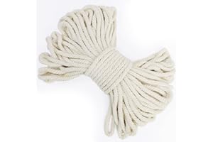 LEREATI Hilo Macrame 6mm x 20m, Cuerda Macrame Gruesa Hilo de Algodón de Macramé, Cordón Natural Cuerda Manualidades para Cortina, Tejer, Artesanías, Decoracion (Natural)