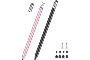 Stylet Tablette MEKO 3 en 1 pour iPad Samsung Tablette Smartphone, Stylet Tactile très Sensible et de Haute Précision avec 10 Embouts de Rechange (Noir + Or Rose)