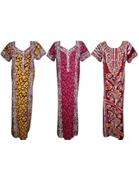 Indiatrendzs Women's 3 Pcs Set Cotton Nighty Printed Summer Nightwear (Chest 46)