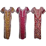 Indiatrendzs Women's 3 Pcs Set Cotton Nighty Printed Summer Nightwear (Chest 46)